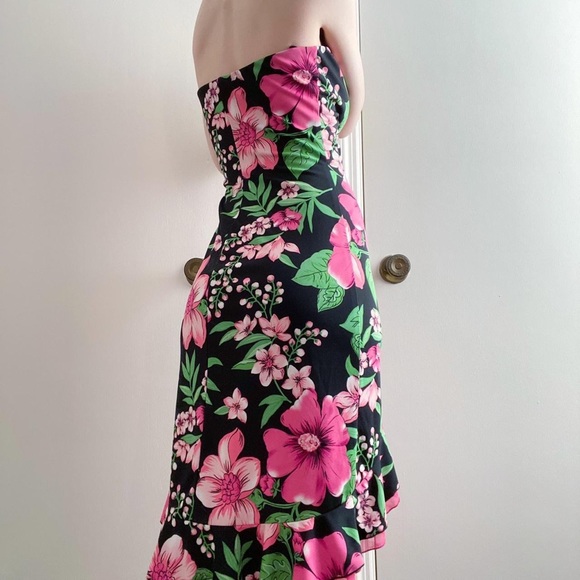 Vintage Y2K 90s Rampage Tropical Floral Strapless Dress - Picture 4 of 7